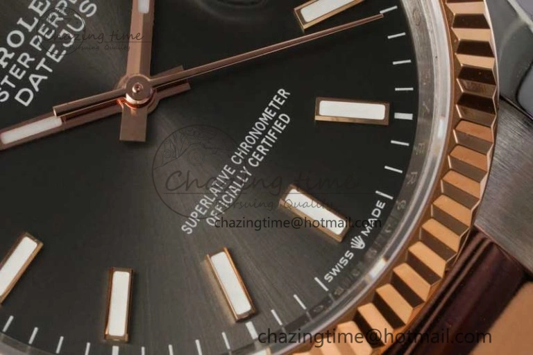 Sleek DateJust 36mm DIWF 1:1 Best Edition 904L Steel Gray Dial on SS RG Oyster Bracelet SA 2310