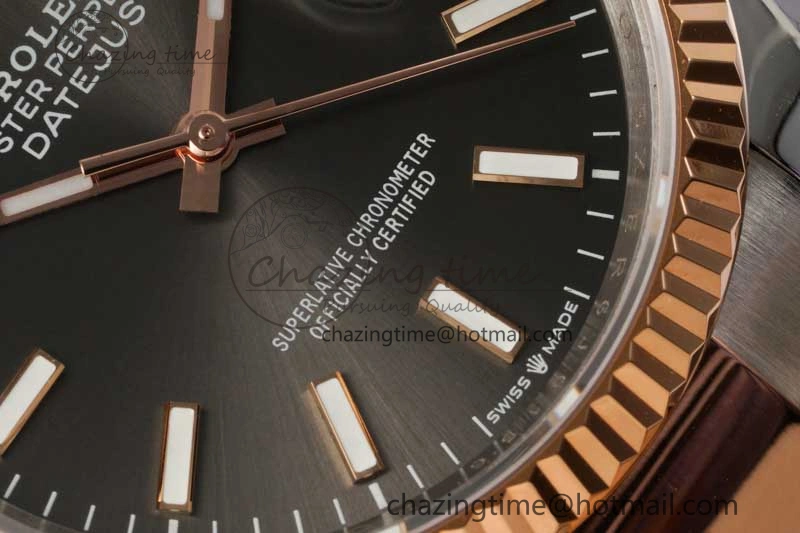 Sleek DateJust 36mm DIWF 1:1 Best Edition 904L Steel Gray Dial on SS RG Oyster Bracelet SA 2310