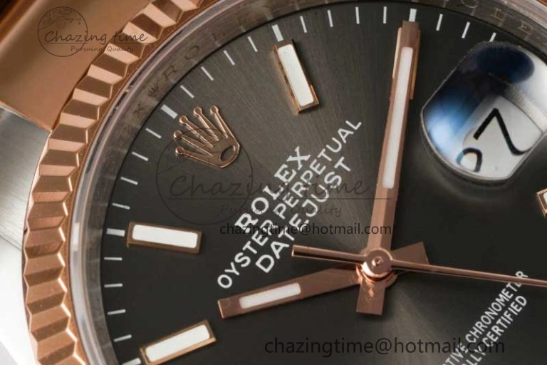 Sleek DateJust 36mm DIWF 1:1 Best Edition 904L Steel Gray Dial on SS RG Oyster Bracelet SA 2310