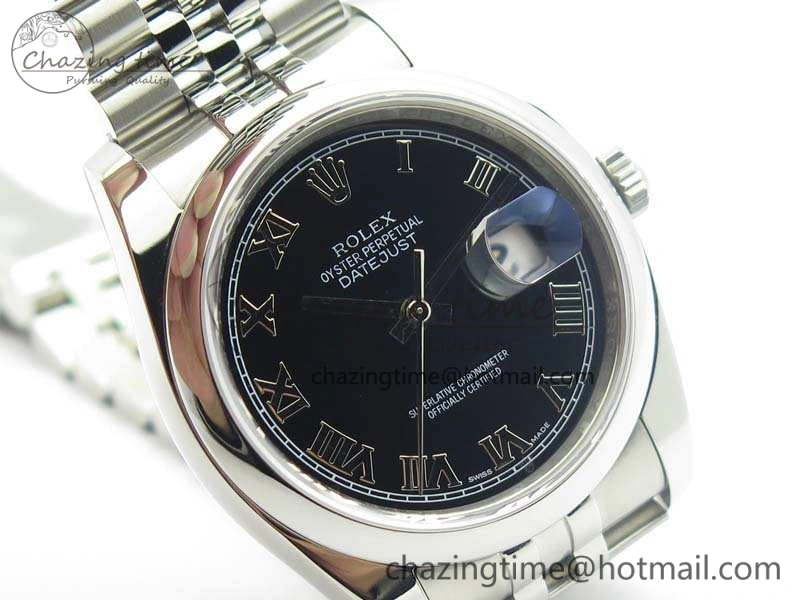 Effortless DateJust 36mm SS 116200 ARF 1:1 Best Edition Black Roman Dial On 904L SS Jubilee Bracelet SA 3519