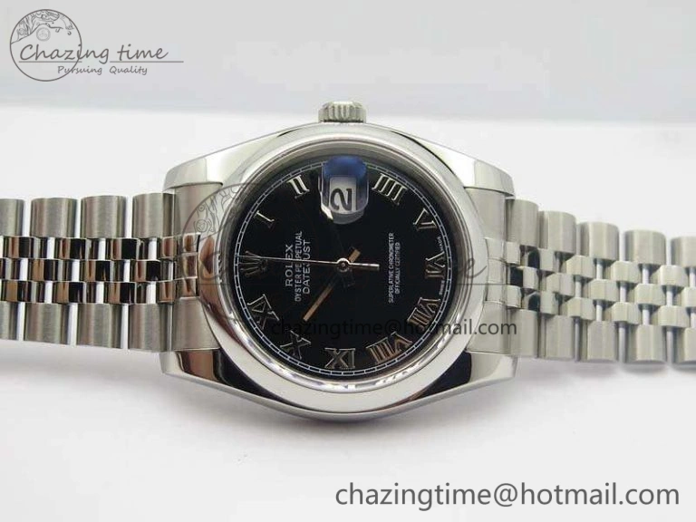 Effortless DateJust 36mm SS 116200 ARF 1:1 Best Edition Black Roman Dial On 904L SS Jubilee Bracelet SA 3519