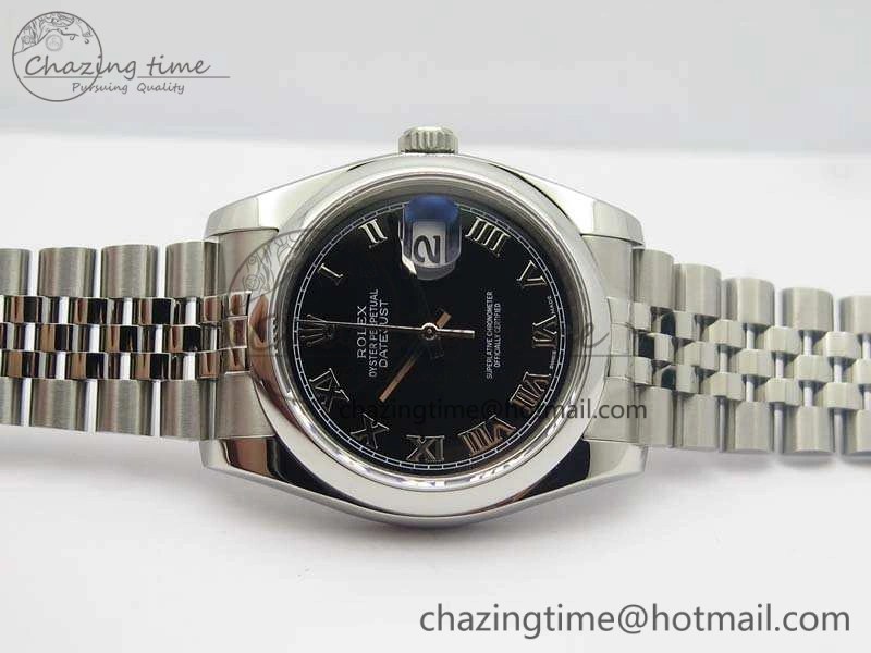 Effortless DateJust 36mm SS 116200 ARF 1:1 Best Edition Black Roman Dial On 904L SS Jubilee Bracelet SA 3519