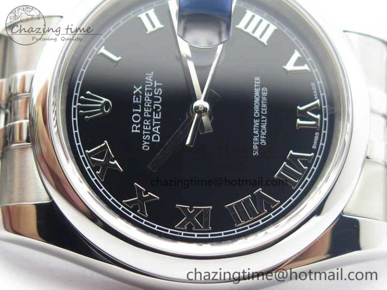 Effortless DateJust 36mm SS 116200 ARF 1:1 Best Edition Black Roman Dial On 904L SS Jubilee Bracelet SA 3519