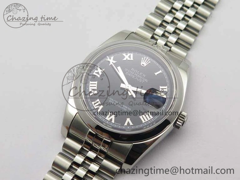 Effortless DateJust 36mm SS 116200 ARF 1:1 Best Edition Black Roman Dial On 904L SS Jubilee Bracelet SA 3519