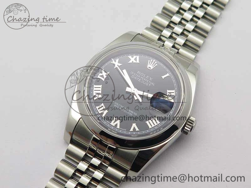 Effortless DateJust 36mm SS 116200 ARF 1:1 Best Edition Black Roman Dial On 904L SS Jubilee Bracelet SA 3519