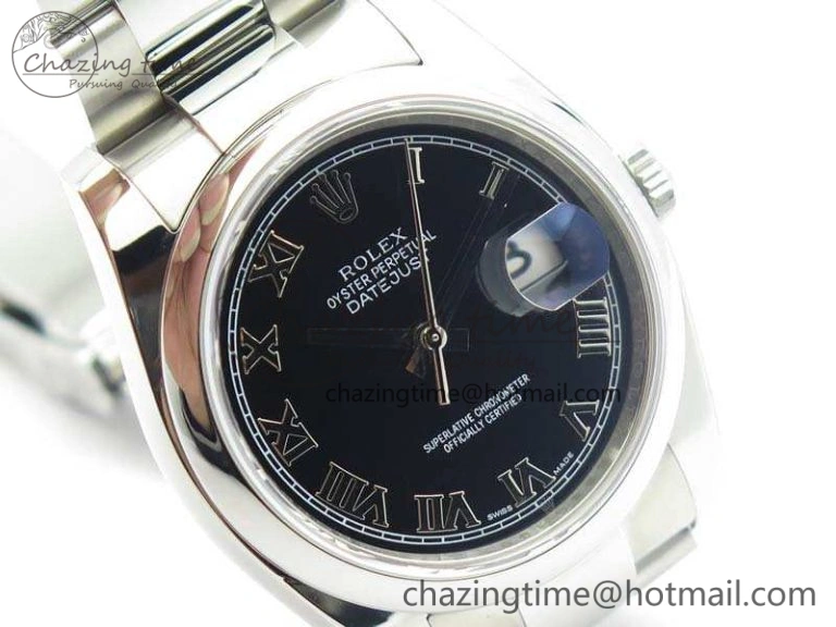 EyeCatching DateJust 36mm SS 116200 ARF 1:1 Best Edition Black Roman Dial On 904L SS Oyster Bracelet SA 3517