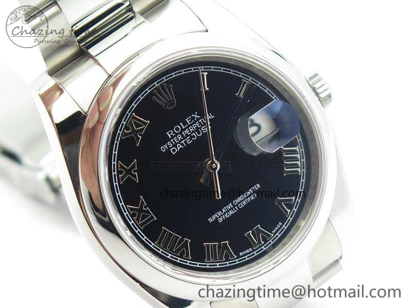 EyeCatching DateJust 36mm SS 116200 ARF 1:1 Best Edition Black Roman Dial On 904L SS Oyster Bracelet SA 3517