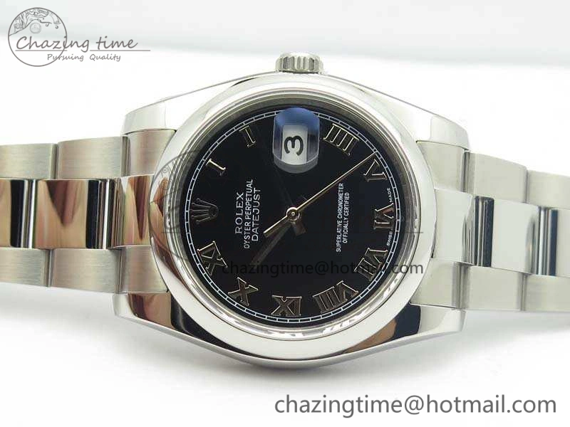 EyeCatching DateJust 36mm SS 116200 ARF 1:1 Best Edition Black Roman Dial On 904L SS Oyster Bracelet SA 3517