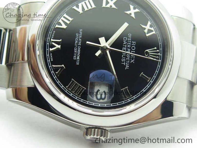 EyeCatching DateJust 36mm SS 116200 ARF 1:1 Best Edition Black Roman Dial On 904L SS Oyster Bracelet SA 3517
