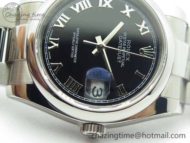 EyeCatching DateJust 36mm SS 116200 ARF 1:1 Best Edition Black Roman Dial On 904L SS Oyster Bracelet SA 3517