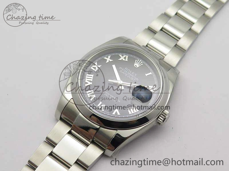 EyeCatching DateJust 36mm SS 116200 ARF 1:1 Best Edition Black Roman Dial On 904L SS Oyster Bracelet SA 3517