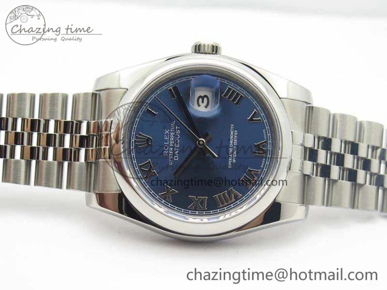 Resilient DateJust 36mm SS 116200 ARF 1:1 Best Edition Blue Roman Dial On 904L SS Jubilee Bracelet SA 3520