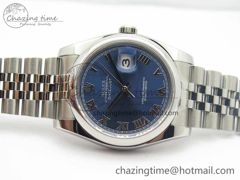 Resilient DateJust 36mm SS 116200 ARF 1:1 Best Edition Blue Roman Dial On 904L SS Jubilee Bracelet SA 3520
