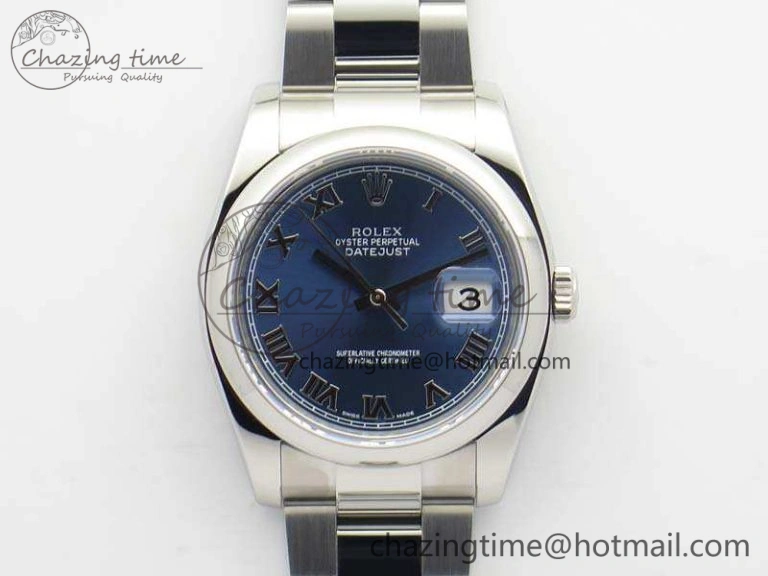 DateJust 36mm SS 116200 ARF 1:1 Best Edition Blue Roman Dial On 904L SS Oyster Bracelet SA MoistureWicking 3518