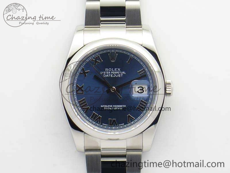DateJust 36mm SS 116200 ARF 1:1 Best Edition Blue Roman Dial On 904L SS Oyster Bracelet SA MoistureWicking 3518