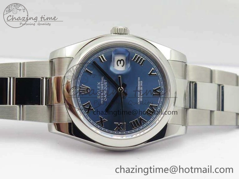 DateJust 36mm SS 116200 ARF 1:1 Best Edition Blue Roman Dial On 904L SS Oyster Bracelet SA MoistureWicking 3518