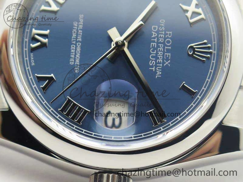DateJust 36mm SS 116200 ARF 1:1 Best Edition Blue Roman Dial On 904L SS Oyster Bracelet SA MoistureWicking 3518