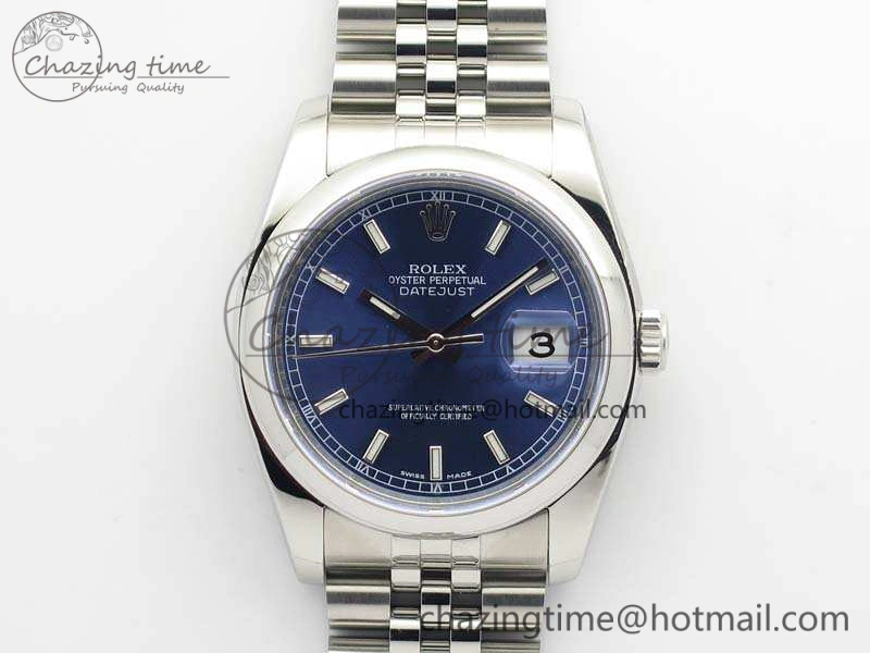 RelaxedFit DateJust 36mm SS 116200 ARF 1:1 Best Edition Blue Sticks Dial On 904L SS Jubilee Bracelet SA 3521