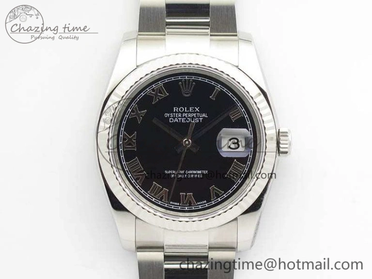 RelaxedFit DateJust 36mm SS 116234 ARF 1:1 Best Edition Black Roman Dial On 904L SS Oyster Bracelet SA 3570