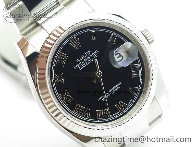 RelaxedFit DateJust 36mm SS 116234 ARF 1:1 Best Edition Black Roman Dial On 904L SS Oyster Bracelet SA 3570