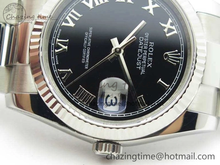 RelaxedFit DateJust 36mm SS 116234 ARF 1:1 Best Edition Black Roman Dial On 904L SS Oyster Bracelet SA 3570