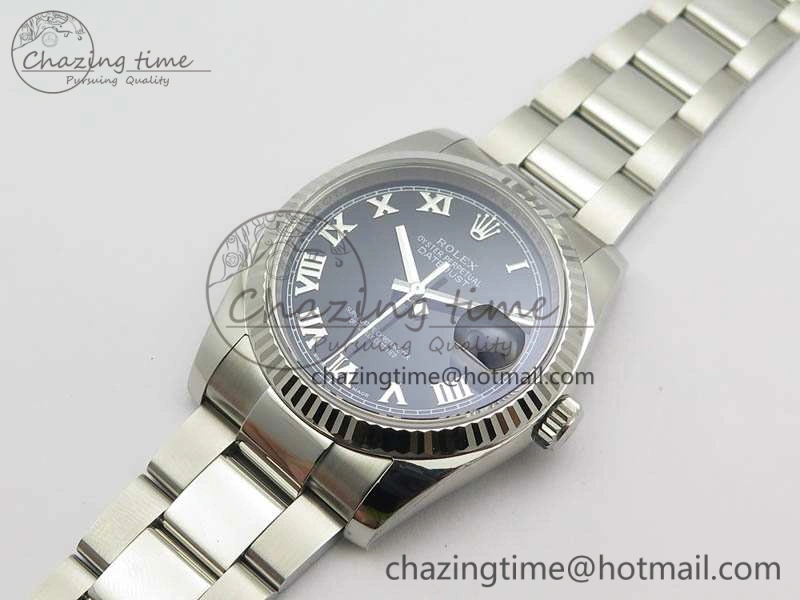 RelaxedFit DateJust 36mm SS 116234 ARF 1:1 Best Edition Black Roman Dial On 904L SS Oyster Bracelet SA 3570