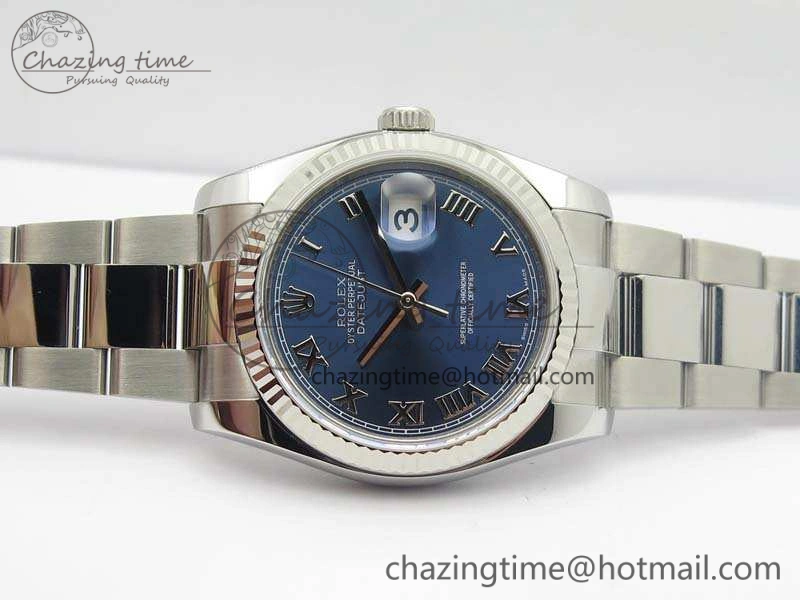 UrbanChic DateJust 36mm SS 116234 ARF 1:1 Best Edition Blue Roman Dial Fluted On 904L SS Oyster Bracelet SA 3516