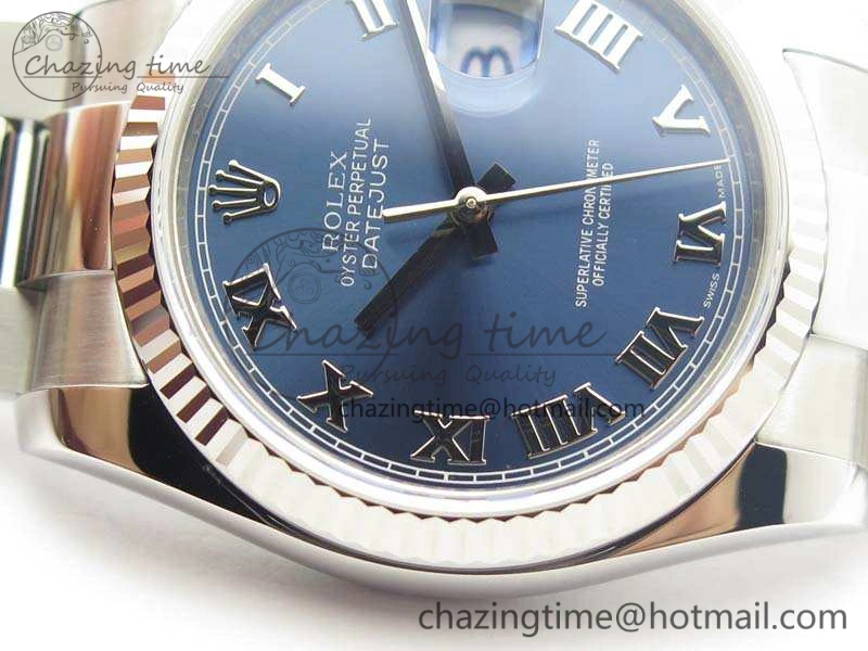 UrbanChic DateJust 36mm SS 116234 ARF 1:1 Best Edition Blue Roman Dial Fluted On 904L SS Oyster Bracelet SA 3516