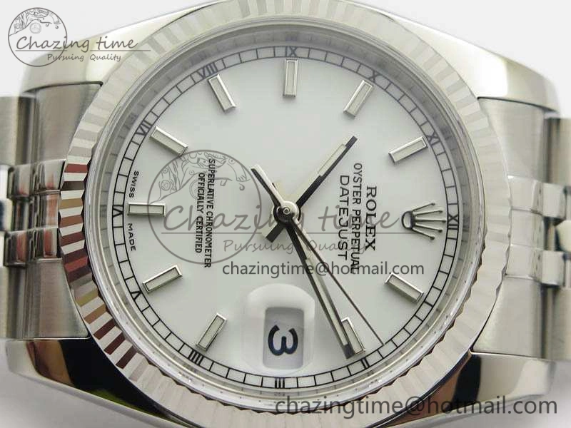 HighPerformance DateJust 36mm SS 116234 ARF 1:1 Best Edition White Dial Stick Markers On 904L SS Jubilee Bracelet SA 3571