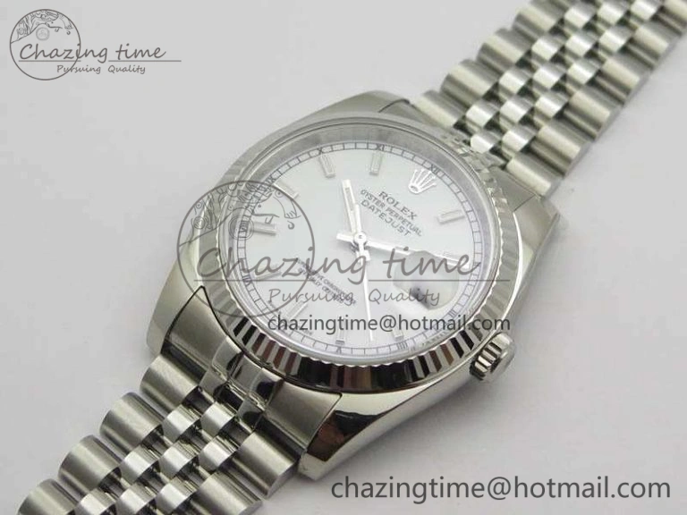 HighPerformance DateJust 36mm SS 116234 ARF 1:1 Best Edition White Dial Stick Markers On 904L SS Jubilee Bracelet SA 3571