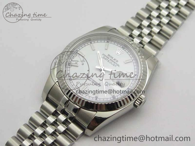 HighPerformance DateJust 36mm SS 116234 ARF 1:1 Best Edition White Dial Stick Markers On 904L SS Jubilee Bracelet SA 3571
