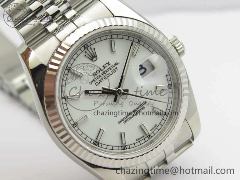 HighPerformance DateJust 36mm SS 116234 ARF 1:1 Best Edition White Dial Stick Markers On 904L SS Jubilee Bracelet SA 3571