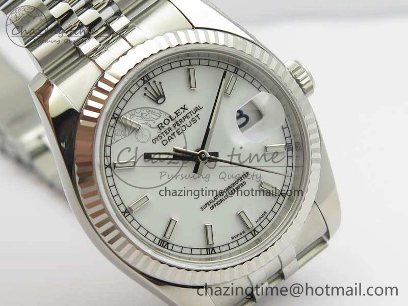 HighPerformance DateJust 36mm SS 116234 ARF 1:1 Best Edition White Dial Stick Markers On 904L SS Jubilee Bracelet SA 3571