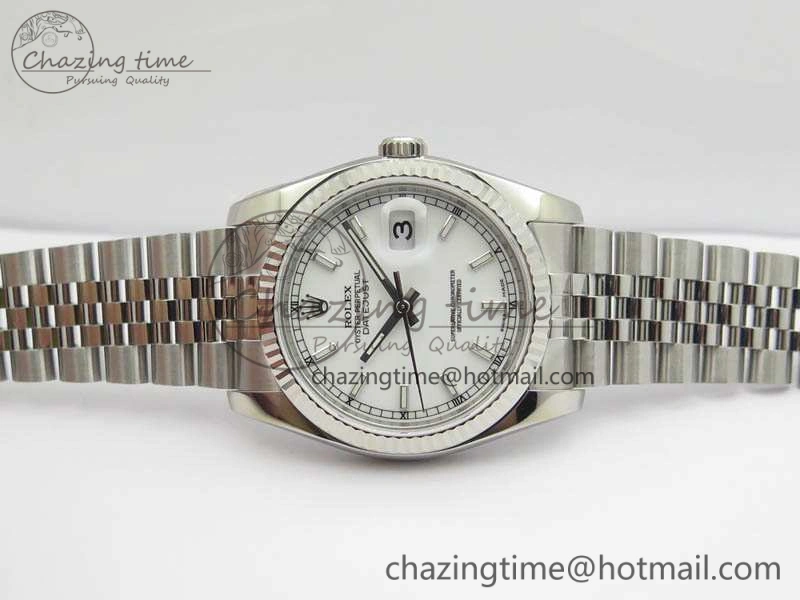 HighPerformance DateJust 36mm SS 116234 ARF 1:1 Best Edition White Dial Stick Markers On 904L SS Jubilee Bracelet SA 3571