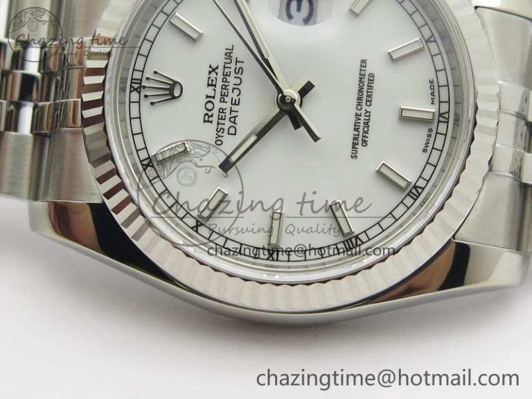HighPerformance DateJust 36mm SS 116234 ARF 1:1 Best Edition White Dial Stick Markers On 904L SS Jubilee Bracelet SA 3571