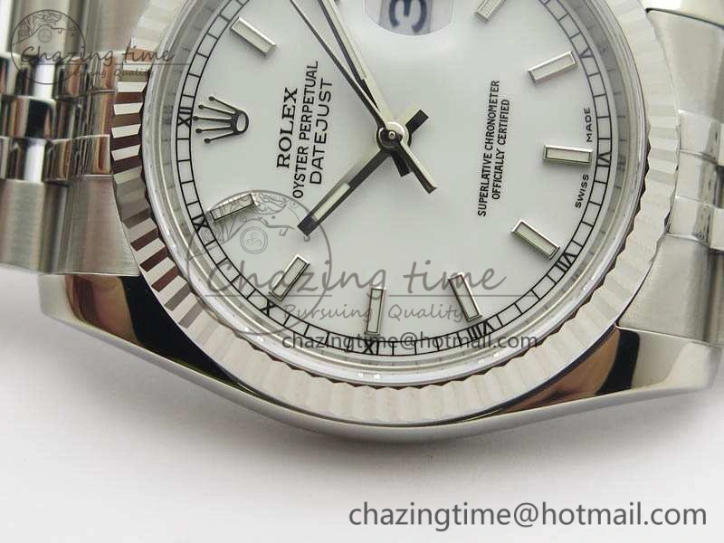 HighPerformance DateJust 36mm SS 116234 ARF 1:1 Best Edition White Dial Stick Markers On 904L SS Jubilee Bracelet SA 3571