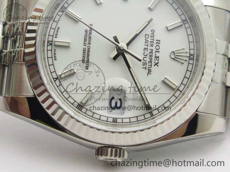 HighPerformance DateJust 36mm SS 116234 ARF 1:1 Best Edition White Dial Stick Markers On 904L SS Jubilee Bracelet SA 3571