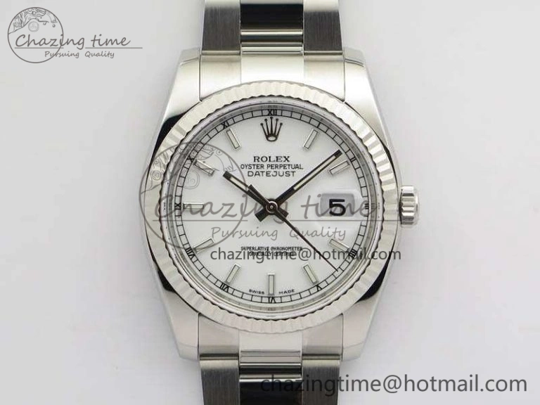 DateJust 36mm SS 116234 ARF 1:1 Best Edition White Dial Stick Markers On 904L SS Oyster Bracelet SA Elegant 3566