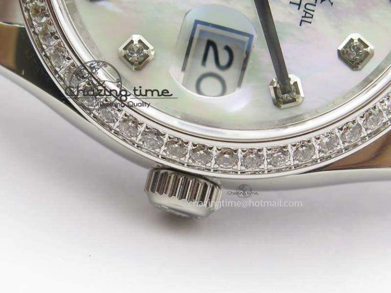 Snug DateJust 36mm SS BP-Maker Best Edition Diamond Bezel White MOP Dial On SS Bracelet A2824 V 3842