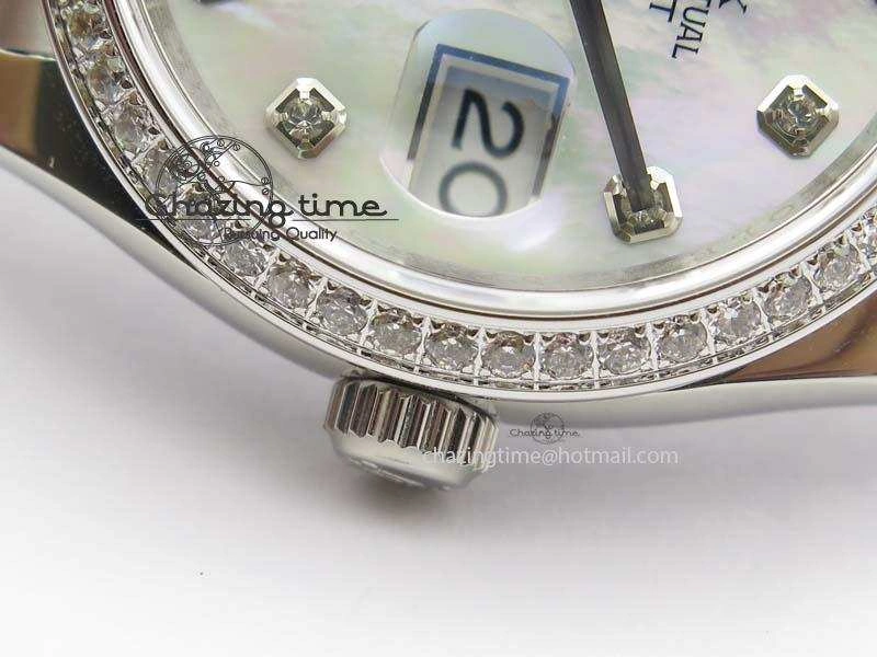 Snug DateJust 36mm SS BP-Maker Best Edition Diamond Bezel White MOP Dial On SS Bracelet A2824 V 3842