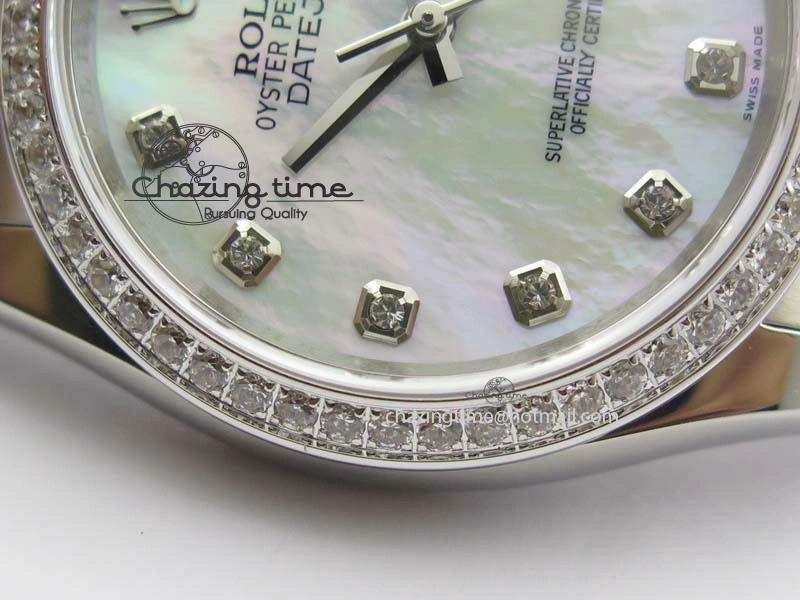 Snug DateJust 36mm SS BP-Maker Best Edition Diamond Bezel White MOP Dial On SS Bracelet A2824 V 3842