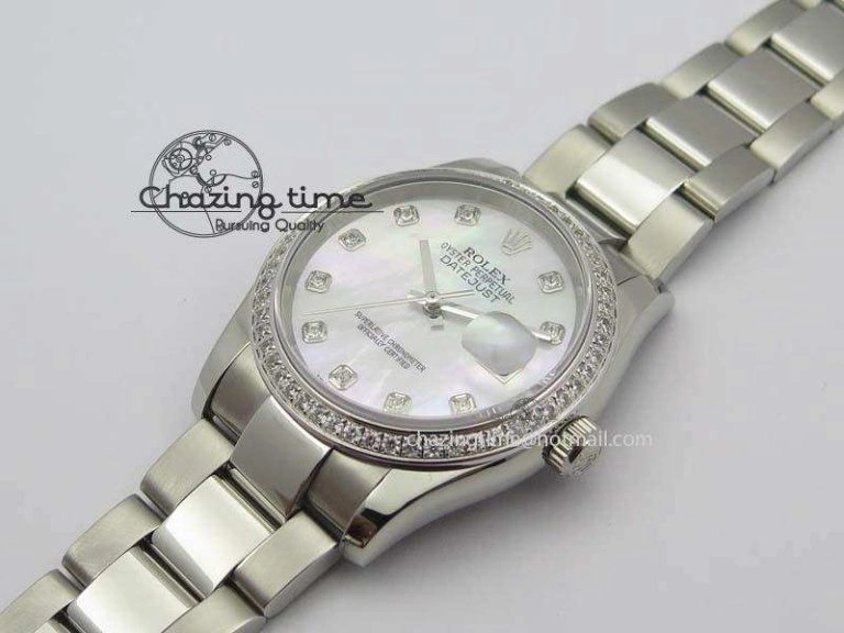 Snug DateJust 36mm SS BP-Maker Best Edition Diamond Bezel White MOP Dial On SS Bracelet A2824 V 3842