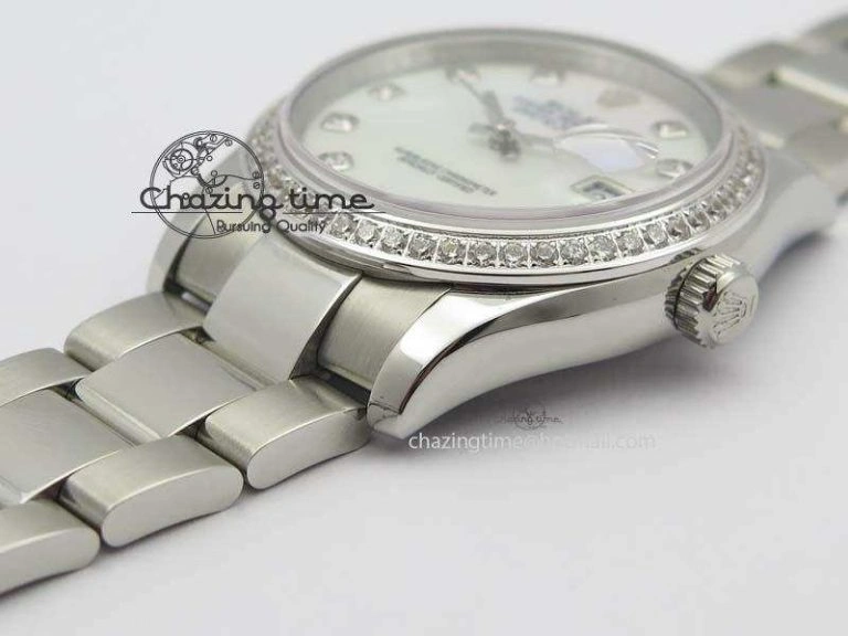 Snug DateJust 36mm SS BP-Maker Best Edition Diamond Bezel White MOP Dial On SS Bracelet A2824 V 3842