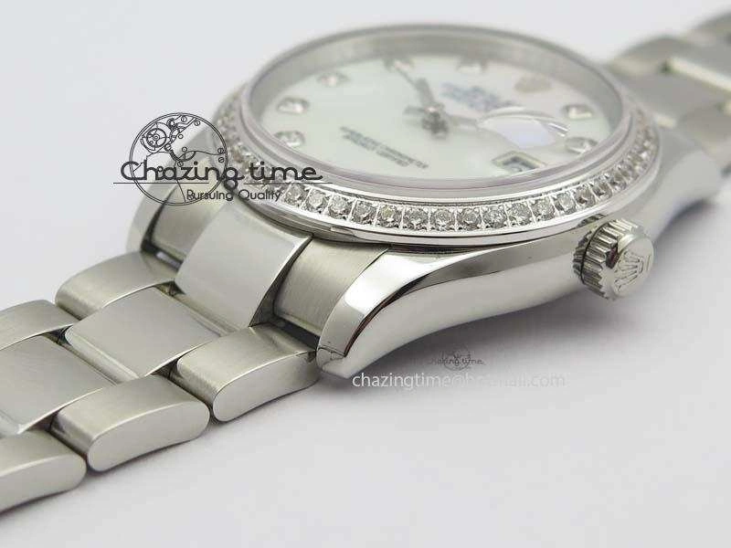 Snug DateJust 36mm SS BP-Maker Best Edition Diamond Bezel White MOP Dial On SS Bracelet A2824 V 3842