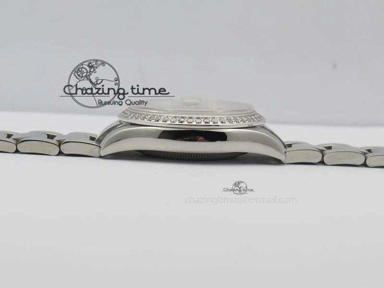 Snug DateJust 36mm SS BP-Maker Best Edition Diamond Bezel White MOP Dial On SS Bracelet A2824 V 3842