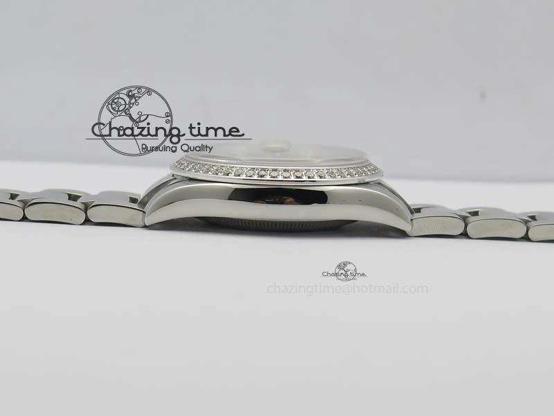 Snug DateJust 36mm SS BP-Maker Best Edition Diamond Bezel White MOP Dial On SS Bracelet A2824 V 3842