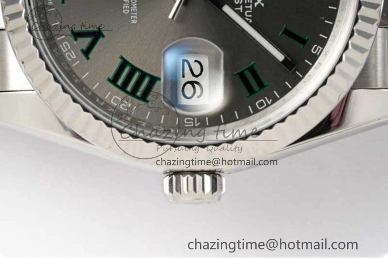 DateJust 36mm SS DIWF 1:1 Best Edition 904L Steel Gray Dial Green Markers on Jubilee Bracelet SA FreshLook 10243