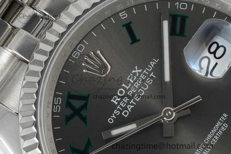 DateJust 36mm SS DIWF 1:1 Best Edition 904L Steel Gray Dial Green Markers on Jubilee Bracelet SA FreshLook 10243