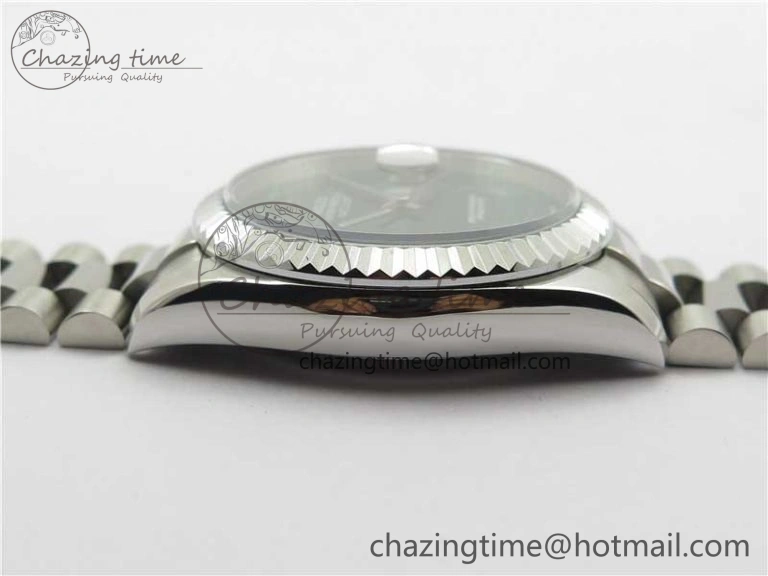 HighQuality DateJust 36mm SS EDF Best Edition Green Malachite Dial Crystal Markers on SS President Bracelet A 2861