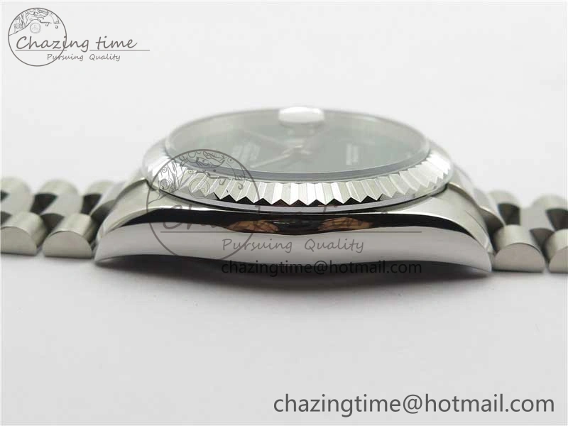 HighQuality DateJust 36mm SS EDF Best Edition Green Malachite Dial Crystal Markers on SS President Bracelet A 2861